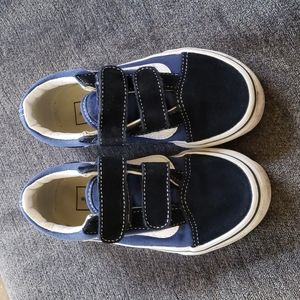 Vans Old Skool V Blue & True White Velcro Shoes size 11